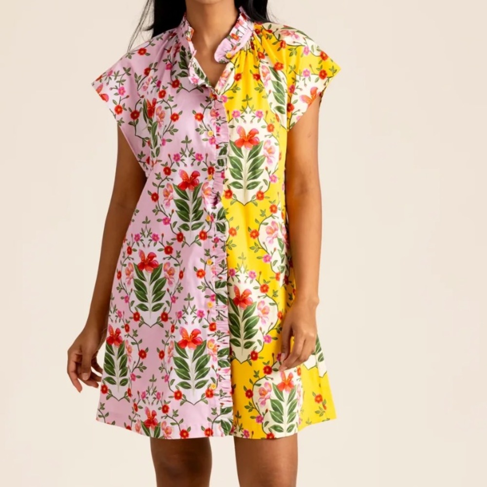 Alden Adair Pink and Yellow Floral Dress xs